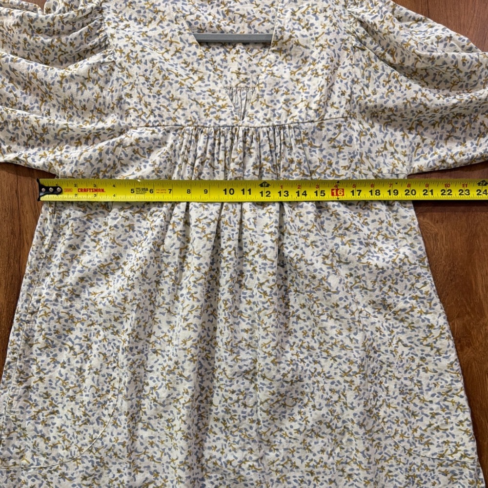 MIRTH Belem Dress Sandstone Coral Floral Cotton V-Neck Puff Sleeve Pockets Sm - Picture 8 of 9